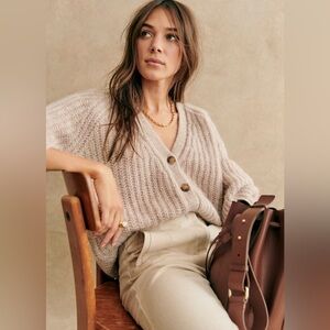 Sezane Cream Cardigan Sweater